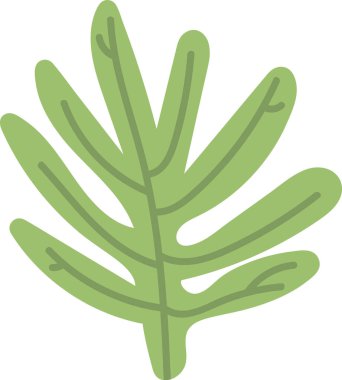 Cesur hatları ve pürüzsüz kıvrımları olan stilize bir yaprak. Resimde basitleştirilmiş şekilleri ve temiz çizgileri olan bir botanik formu sunuluyor. Çizgi film vektör illüstrasyonu.