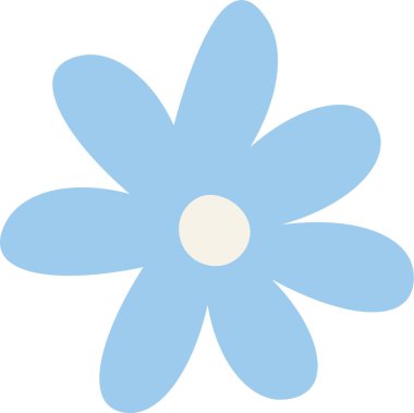 Yuvarlak yapraklı, düz, papatya çiçeği. Çiçeğin dairesel bir merkezi ve pürüzsüz kenarları vardır. Çizgi film vektör illüstrasyonu.