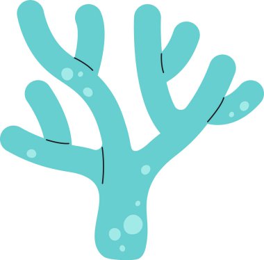 Yuvarlak kenarları ve ince dokuları olan stilize bir mercan dalı. Deniz elementi düzgün kıvrımlar ve minimum detaylarla tasvir edilir. Çizgi film vektör illüstrasyonu.