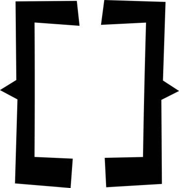 Koyu, kıvrımlı ve elle çizilmiş bir parantez. Tek yay çizgisi zarif bir çerçeve oluşturur. Çizgi film vektör illüstrasyonu.