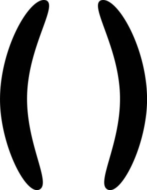 Koyu, kıvrımlı ve elle çizilmiş bir parantez. Tek yay çizgisi zarif bir çerçeve oluşturur. Çizgi film vektör illüstrasyonu.