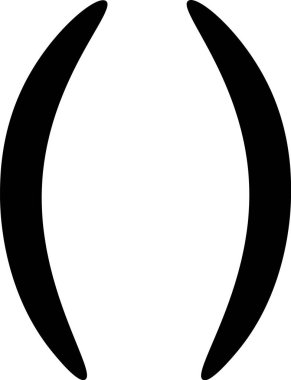 Koyu, kıvrımlı ve elle çizilmiş bir parantez. Tek yay çizgisi zarif bir çerçeve oluşturur. Çizgi film vektör illüstrasyonu.