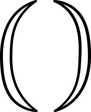 Koyu, kıvrımlı ve elle çizilmiş bir parantez. Tek yay çizgisi zarif bir çerçeve oluşturur. Çizgi film vektör illüstrasyonu.