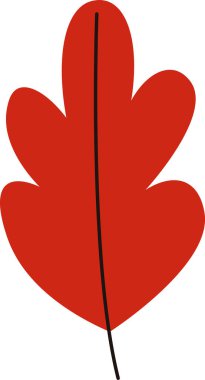 Kalın siyah çizgileri ve pürüzsüz kıvrımları olan stilize bir yaprak. Şekil basit ama çarpıcı, organik formunu vurguluyor. Çizgi film vektör illüstrasyonu.