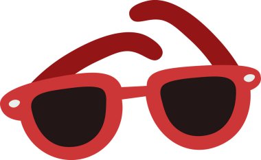 Kalın çerçeveli ve koyu mercekli düz bir güneş gözlüğü. Gözlüklerde kalın çizgiler ve klasik bir şekil var. Çizgi film vektör illüstrasyonu.