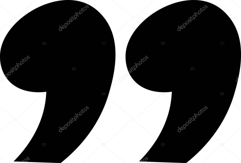 The image shows two large, bold quotation marks in a solid black, minimalist style. These strong typographic symbols are perfect for adding emphasis to text.