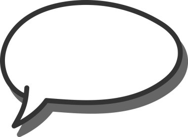 Kalın bir kenarı ve gölgesi olan temiz bir konuşma balonu. Boş diyalog balonu üç boyutlu bir efektle tasvir edilir. Çizgi film vektör illüstrasyonu.