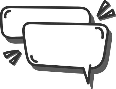 Çizgi film tarzında gölgeli iki üstüste binen konuşma balonu. Cesur çizgiler ve gölge efektleriyle çizgi roman tarzı diyalog kutuları. Çizgi film vektör illüstrasyonu.