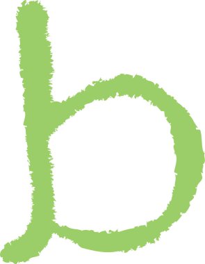 Tebeşirle çizilmiş B harfi dokulu bir arka planda oyuncu bir şekilde. Alfabe karakteri kaba kenarları ve elle çizilmiş hissi ile cesur görünüyor. Çizgi film vektör illüstrasyonu.