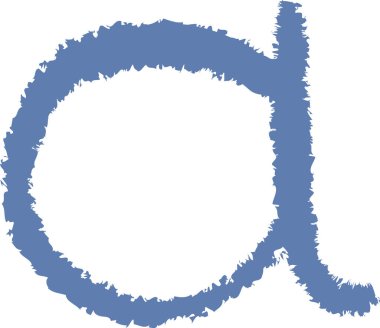 Tebeşirle çizilmiş A harfi, oyuncu bir arka planda. Alfabe karakteri kaba kenarları ve elle çizilmiş hissi ile cesur görünüyor. Çizgi film vektör illüstrasyonu.