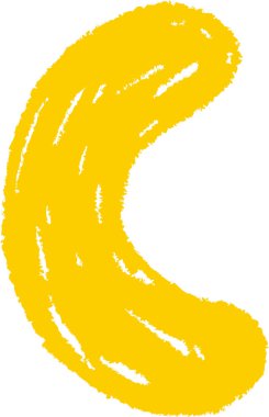 Tebeşirle çizilmiş C harfi, oyuncu bir arkaplanda. Alfabe karakteri kaba kenarları ve elle çizilmiş hissi ile cesur görünüyor. Çizgi film vektör illüstrasyonu.