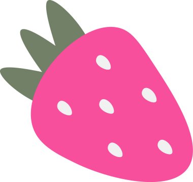 Çizgi film tarzında yeşil yaprakları ve beyaz tohumları olan stilize edilmiş bir çilek. Böğürtlen basit bir şekil ve kalın dış hatlarla tasvir edilir. Çizgi film vektör illüstrasyonu.