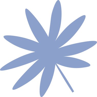 Sivri kenarları düz grafik şeklinde olan stilize bir yaprak. Yaprak şekli keskin, uzun uçlu ve pürüzsüz bir hatla tasvir edilir. Çizgi film vektör illüstrasyonu.