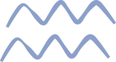 Düz kıvrımlı iki paralel dalgalı çizgi. Çizgiler akışkan, ritmik bir kalıp oluşturuyor. Çizgi film vektör illüstrasyonu.