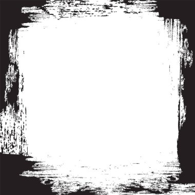 Kare şeklinde pürüzlü, dokulu kenarları olan grunge bir çerçeve. Sınırın sıkıntılı ve yıpranmış bir görüntüsü var. Sanatsal bir etki yaratıyor. Çizgi film vektör illüstrasyonu.