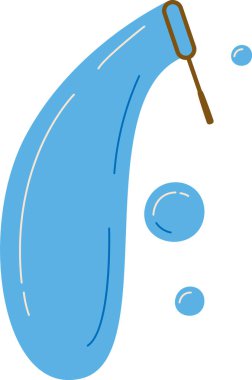 Baloncuk bir değnek büyük bir sabun köpüğü yaratıyor. Asa ve baloncuklar düz çizgiler ve basit şekillerle tasvir edilir. Çizgi film vektör illüstrasyonu.