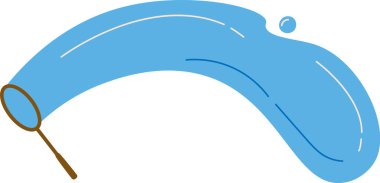 Sihirli bir çizgi film tarzında büyük bir sabun köpüğü ortaya çıkıyor. Kabarcık pürüzsüz kıvrımlar ve parlak bir yüzeyle tasvir edilir. Çizgi film vektör illüstrasyonu.