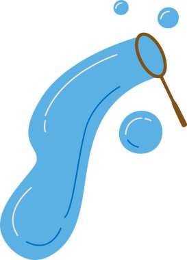 Büyük bir baloncuk ve komik bir çizgi film stili. Görüntü, bir değnek tarafından eğlenceli ve dinamik bir şekilde oluşturulan bir baloncuğu gösteriyor. Çizgi film vektör illüstrasyonu.