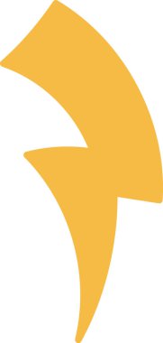 Keskin açılı ve düzgün kıvrımlı stilize bir yıldırım. Cesur şekil dinamik ve enerjik bir görsel etki yaratır. Çizgi film vektör illüstrasyonu.