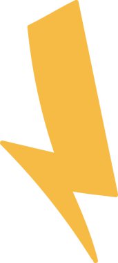 Düz bir şekilde cesur bir yıldırım şekli. Tırtıklı şekli çarpıcı ve dinamik. Çizgi film vektör illüstrasyonu.