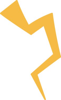 Keskin açılı, cesur bir yıldırım. Açısal şekil dinamik ve çarpıcı bir siluet yaratır. Çizgi film vektör illüstrasyonu.