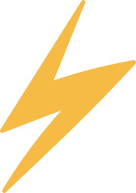 Cesur ve temiz bir şekilde keskin bir yıldırım. Sivri şekil enerji ve gücü temsil ediyor. Çizgi film vektör illüstrasyonu.