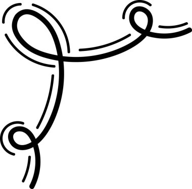 Eğri çizgiler zarif bir şekilde akışkan bir şablonla sarmalanır. İllüstrasyonda döngü darbelerinin karmaşık bir köşe motifi oluşturması anlatılıyor. Çizgi film vektör illüstrasyonu.