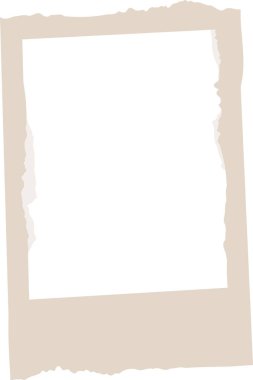 Yırtık kenarlı, düz bir fotoğraf çerçevesi. Çerçeve engebeli bir sınıra ve kişiselleştirme için boş bir merkeze sahiptir. Çizgi film vektör illüstrasyonu.