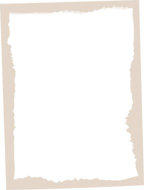 Temiz bir vektör tarzında yırtılmış kağıt kenarlı dikdörtgen bir çerçeve. Sivri kenar, boş merkezin etrafında dokulu bir etki yaratıyor. Çizgi film vektör illüstrasyonu.