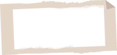 Temiz bir vektör tarzında yırtık kenarlı dikdörtgen bir çerçeve. Kabataslak kenar, yırtık kağıda benzeyen desenli bir görünüm yaratıyor. Çizgi film vektör illüstrasyonu.