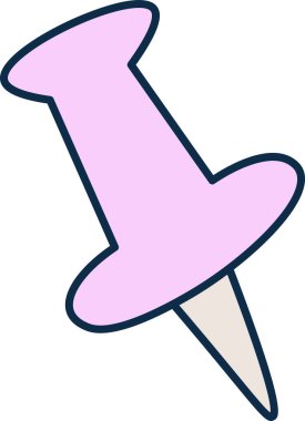 Cesur bir taslak ve basit gölgelendirmeli bir raptiye. Rozet, belirgin bir taslak ile temiz, çizgi film tarzında resmedilmiş. Çizgi film vektör illüstrasyonu.