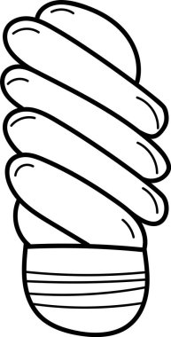 Pürüzsüz hatları olan, düz çizgili, spiral şeklinde bir ampul. Ampul desenli tabanlı bobinli bir tasarıma sahiptir. Çizgi film vektör illüstrasyonu.