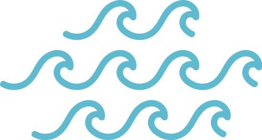 Eğri çizgiler, pürüzsüz ve akıcı bir şekilde tekrarlanan dalga deseni oluşturur. Dalgalı şekiller yumuşak kıvrımlı ritmik bir okyanus motifi yaratır. Çizgi film vektör illüstrasyonu.