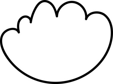 Pürüzsüz kıvrımları kalın çizgi şeklinde bir bulut şekli. Taslak yuvarlak kenarları olan kabarık bir bulut oluşturur. Çizgi film vektör illüstrasyonu.