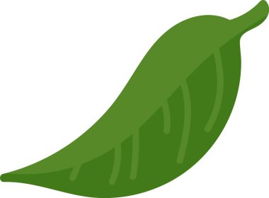 Düz kıvrımlı ve basit çizgileri olan tek bir yaprak. Yaprak temiz ve modern bir şekilde tasvir edilir. Çizgi film vektör illüstrasyonu.