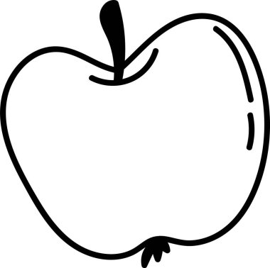 Cesur bir hatla basit bir elma ve temiz bir sanat tarzında bir gövde. Meyve yumuşak kıvrımlar ve en az ayrıntıyla tasvir edilir. Çizgi film vektör illüstrasyonu.