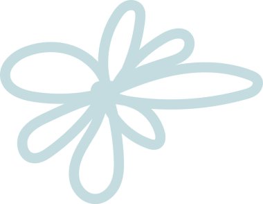 Temiz bir stile sahip basit bir soyut çiçek. Çizimde düz kıvrımlar ve açık şekiller kullanılarak stilize edilmiş bir çiçek tasvir ediliyor. Çizgi film vektör illüstrasyonu.