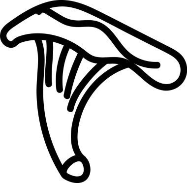 Dalgalı şapkalı ve kalın çizgili bir mantar. Mantar akışkan çizgiler ve basit bir formla tasvir edilir. Çizgi film vektör illüstrasyonu.