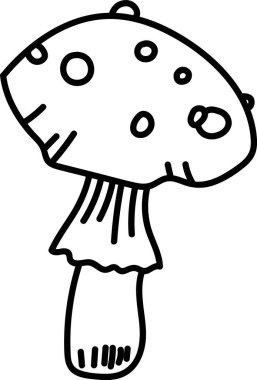 Çizgi film tarzında benekli bir mantar. Mantarlar dairesel desenlere sahip dokulu bir başlık ve gövdeye sahiptir. Çizgi film vektör illüstrasyonu.