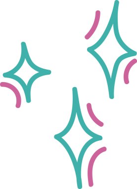 Üç geometrik yıldız, aksanları düzgün çizilmiş. Şekiller düz çizgiler ve basit kıvrımlarla çizilmiş. Çizgi film vektör illüstrasyonu.