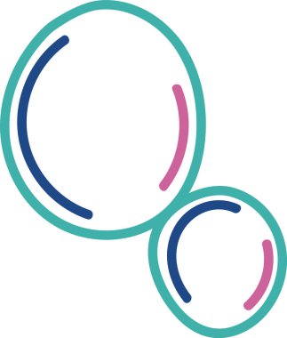 Renkli hatları ve kıvrımlı aksanları olan üst üste binen iki kabarcık. Dairesel şekiller kalın çizgiler ve kavislerle tasvir edilir. Çizgi film vektör illüstrasyonu.