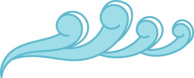 Dalgaların kıvrımları pürüzsüz ve akıcı. Dönen şekiller hareket ve akıcılık hissi yaratır. Çizgi film vektör illüstrasyonu.