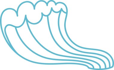 Akan hatları ve pürüzsüz eğrisi olan stilize bir dalga. Okyanus dalgası temiz, doğrusal bir şekilde tasvir edilir. Çizgi film vektör illüstrasyonu.