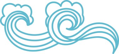 Eğimli çizgiler bulut şekilli stilize bir okyanus dalgası oluşturur. Dalga tasarımı sorunsuzca akıyor, hareket ve akıcılık hissi yaratıyor. Çizgi film vektör illüstrasyonu.