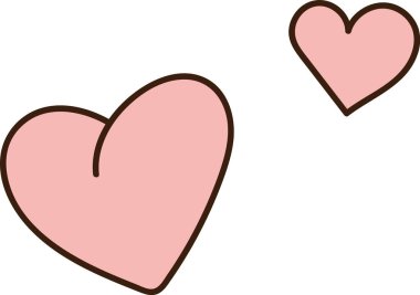 Cesur hatları ve neşeli bir tarzı olan iki kalp şekli. Kalpler kalın çizgiler ve büyüleyici bir görünüş ile çizilir. Çizgi film vektör illüstrasyonu.