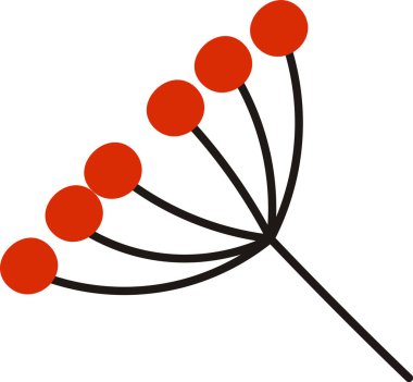 Çizgi film tarzında geometrik meyveli bir dal. Eğimli çizgiler dairesel şekilleri eğlenceli bir kompozisyonda birbirine bağlar. Çizgi film vektör illüstrasyonu.