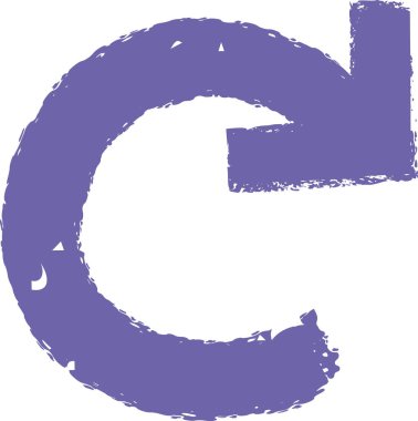 Kabataslak desenli bir ok grunge tarzında dairesel bir şekil oluşturuyor. Ok, sıkıntılı bir şekilde elle çizilmiş gibi görünüyor. Çizgi film vektör illüstrasyonu.