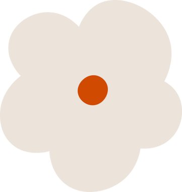 Dört yuvarlak taç yapraklı basit bir çiçek ve temiz bir şekilde merkezi bir nokta. Resimde dairesel merkezli basit bir çiçek biçimi tasvir ediliyor. Çizgi film vektör illüstrasyonu.