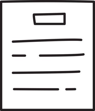 Çizgileri ve kabataslak bir etiketi olan elle çizilmiş bir belge. Resim, üzerinde yatay çizgiler ve dikdörtgen bir etiket olan bir kağıt gösteriyor. Çizgi film vektör illüstrasyonu.