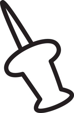 Basit bir çizim tarzında bir iğne darbesinin cesur bir taslağı. Pin, temiz çizgiler ve keskin bir noktayla tasvir ediliyor. Çizgi film vektör illüstrasyonu.